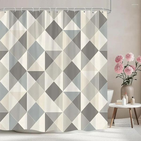 Tende doccia astratte linee geometriche tende motivi irregolari a onde quadrate decorazioni per il bagno con ganci