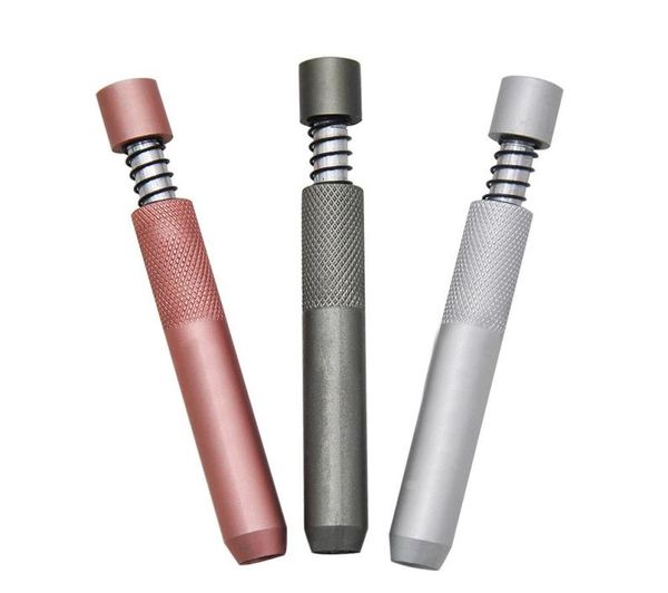 Premium grande metal um rebatedor de rebatedor w primavera 78mm alumínio fumando tubulação de erva cigarro bugout canos de tabaco