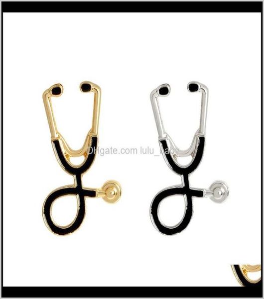 Piccoli spille in metallo stetoscopio per la spilla per medici infermiere camicia camicia per cappotto per capello badge badge gioielli medici it0p5324524