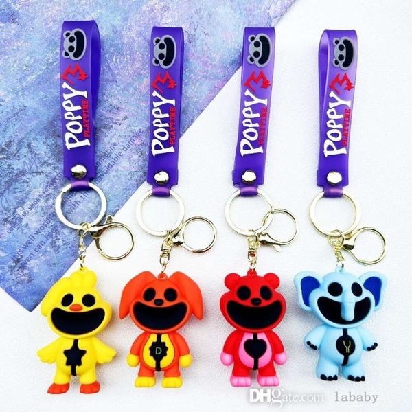 Kids Toys Doll Bowle Keychain Accessori a sospensione di cartone animato cartone animato Game anime sorridente Critteri della catena chiave Horror Animal Series Rabbit Elephant Dolls Keyring