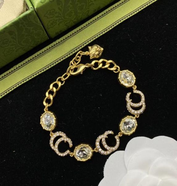 Stempel Vintage Charm Bracelets Diamonds Crystal Letters Luxus Designer Armbänder Ladies Party Geschenke Juwely7915285