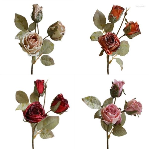 Fiori decorativi in stile europeo artificiale Amazing rose flower decorazione di rose realistiche dropship