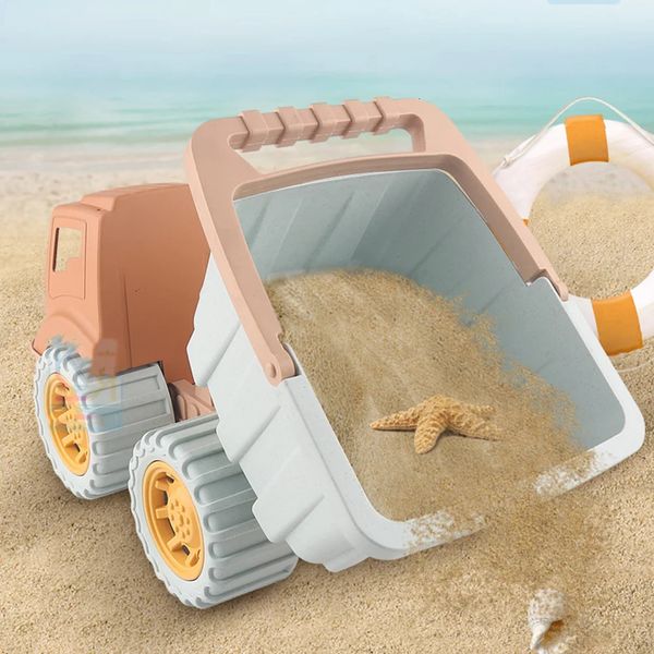 Giocattoli giocattoli camion di sabbia per bambini degli escavatori edifici spiagge sandbox di scarponi per camions scatole di escavatori trattori escavatori 240429