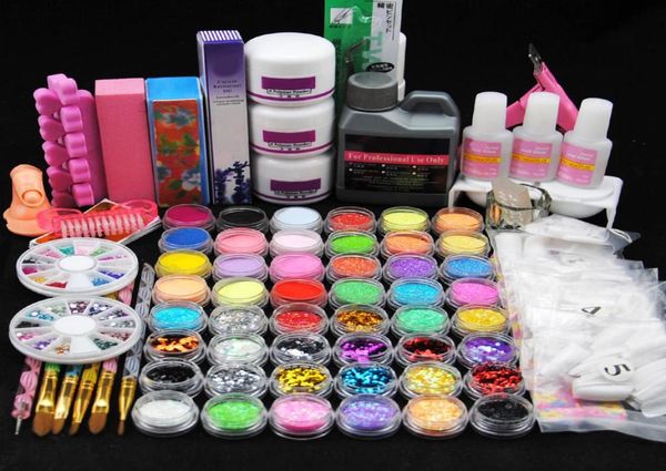 Kit per nail art pro acrilica kit polvere glitter set di manicure completo per decorazioni liquide Teste di pennello Crystal Strumenti 2104176389116