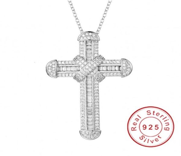 NEU 925 Silber Exquisit Bible Jesus Anhänger Halskette für Frauen Männer Kruzifix Charm Simuliertes Platin -Diamantschmuck N028 CJ1912107547920