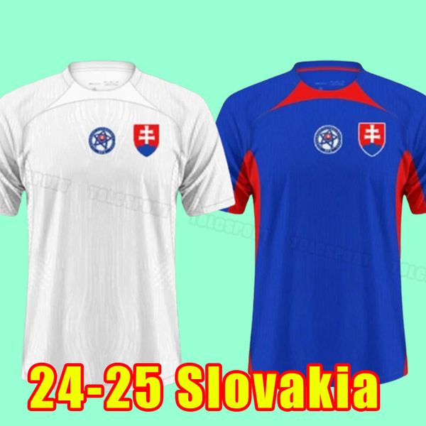 Yeni Slovakya Futbol Formaları 24 25 Ev Mavi Uzak Beyaz Mavi Beyaz Futbol Gömlek 2024 2025 Sweatshirt Giysileri