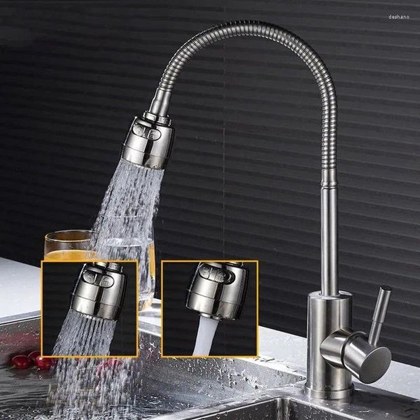 Küchenarmatur 304 Edelstahl Wasserhahn Haus Gemüse Waschbecken Waschbecken rotatable universelle Spritzproofzubehör