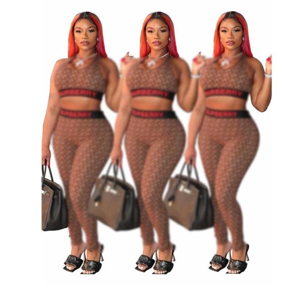 Designer Tracksuit Women Summer New Sexy Two Set Set Slim Tank Top BodyCon Pants High Waist 2pcs Set Nightclub Abito da discoteca