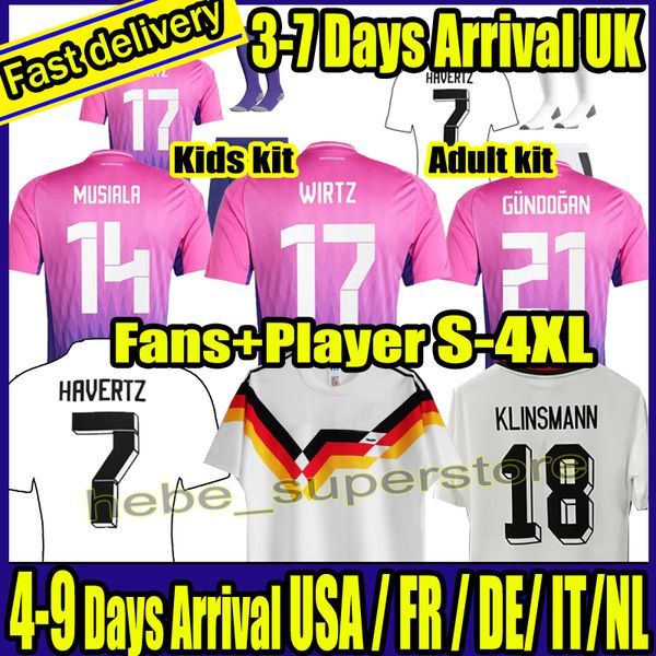 S-4XL 2024 Jerseys de futebol da Alemanha Fullkrug Hummels Kroos Gnabry Werner Draxler Reus Muller Gotze Camisa de futebol da Copa Europeia Homens Mulheres Kit e Retro 90 92