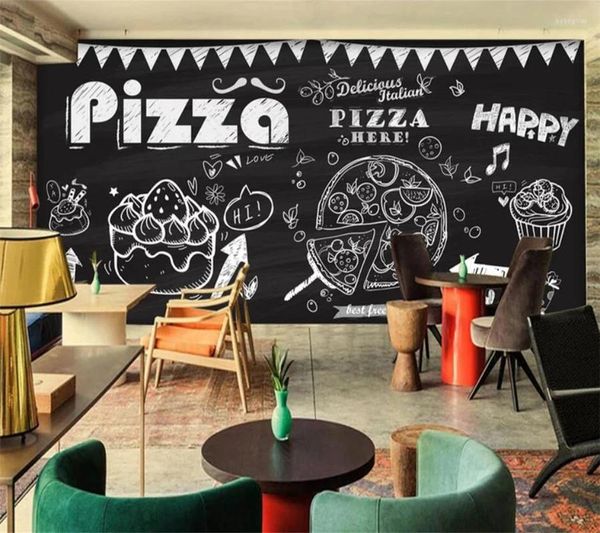 Tapeten Wellyu Custom Tapete 3d Po-Wandbilder Kreide handbemalte Pizza Kuchen Wohnzimmer Schlafzimmer TV Dekorative Malerei