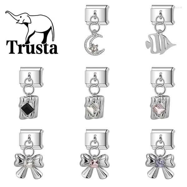 Charms Trust Romantic Bowknot Moon Charm Links italiano Bracciale in acciaio inossidabile per ragazze regalo di compleanno Gioielli fai -da -te all'ingrosso N182