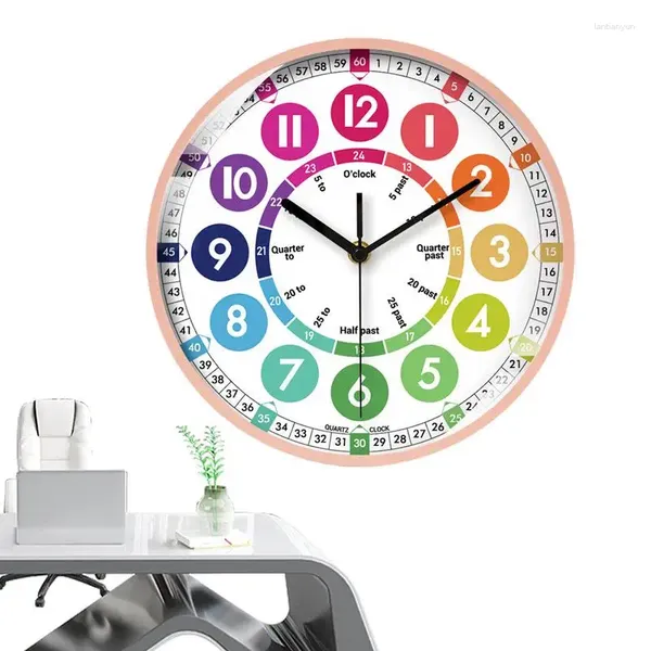 Tabelle Uhren Lernuhr für Kinder 10-Zoll-Lernzeit für Nicht-Ticking-Zeit unterrichten batteriebetriebener analog farbenfroh