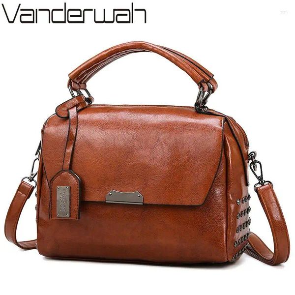 Umhängetaschen Vintage Messenger für Frauen schwarze Damen Handtasche PU Leder Handtaschen Weibchen Crossbody 2024 Sac Bolsa Feminina