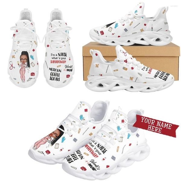 Lässige Schuhe Instantarts Damenschuh atmungsaktiven Operationssaal Schuhschuhe Tierärztliche Sneakers Girl's Nursing Print Flats