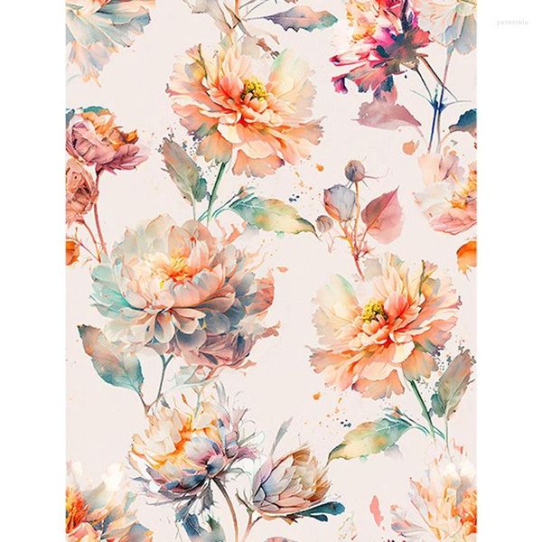 Hintergrundbilder Blumenschale und Stick Tapete Vintage Blume Aquarell Peonies Selbstklebstoff für Boho Schlafzimmer Wand