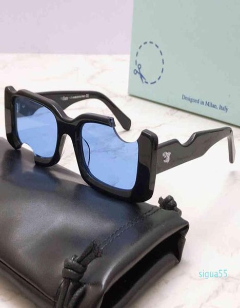 2022SS Offiziell Neueste Square Classic Fashion OW40006 Aus Sonnenbrille Polycarbonat Platte Notch Rahmen weiße Männer und Frauen Brille W6440018
