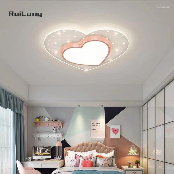 Luzes de teto, formato de coração leve para crianças quarto bebê lustre cartoon fofo rosa princesa lâmpada