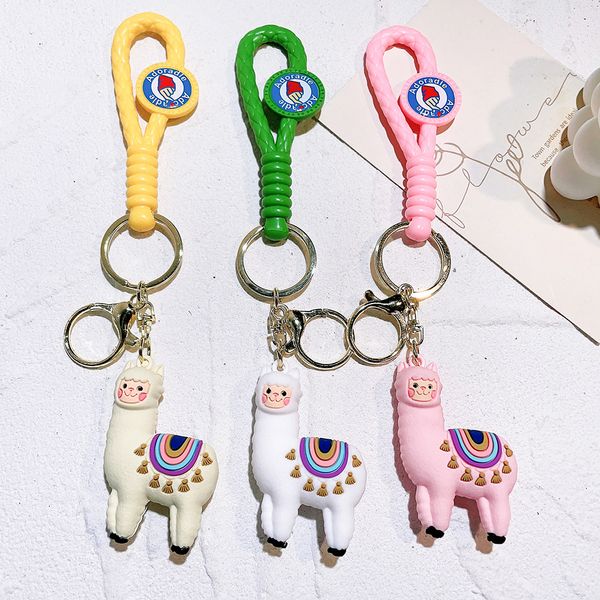 Cartoon Creative Alpaca Keychain Llama Chain Chain Women Women Bag Acessórios Pingentes de Pingente Epóxi Alpaca Chaves Triginais Presentes