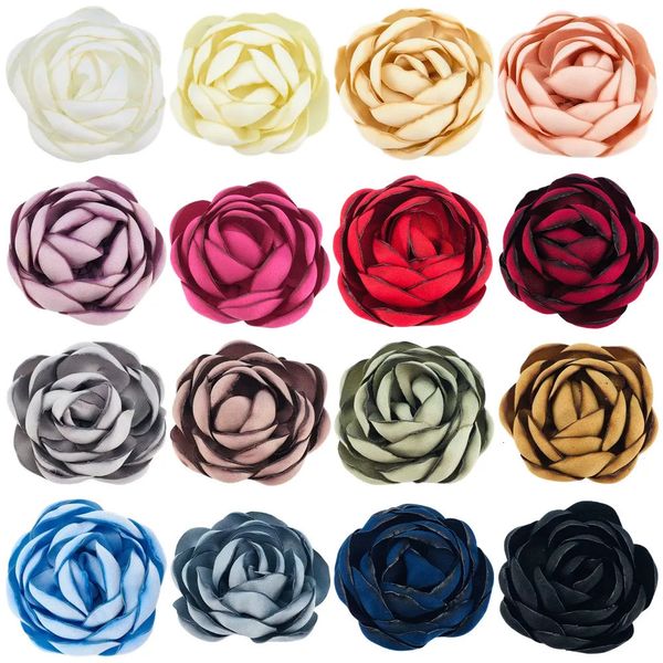 50pcs 5 cm 9 cm Burnt Edge Satin Rose Clip Mexican Flower Catch Testa Accessori per capelli fatti a mano HDN595 240430