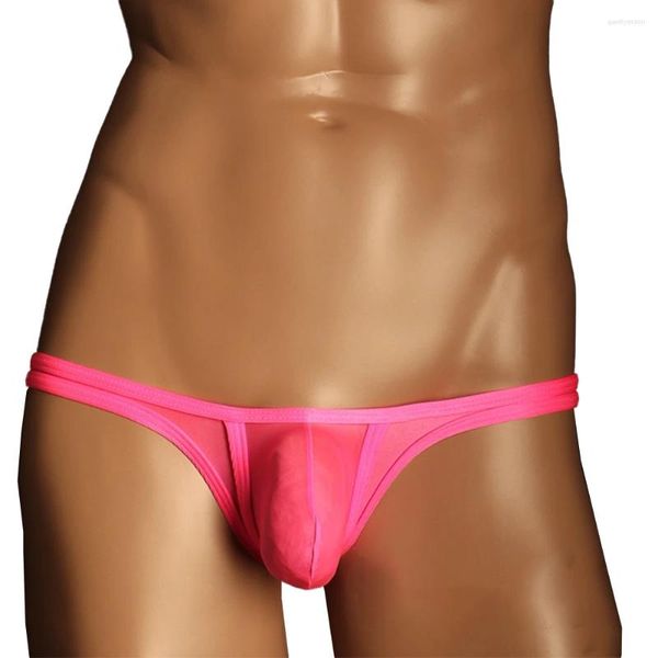 Unterhosen sexy Herren Low-Rise-Tanga-Briefs Beutel Säulen schiere dünne Sissy erotische Dessous durchscheinende Bikini-Tanga durchsichtige Unterwäsche