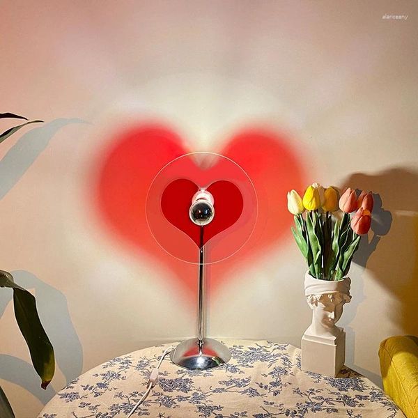 Lampade da tavolo Love Lamp Atmosfera Proiettore Camera da letto Pavimento a forma di cuore Decorazione ALIMINE DEL SOGGIORI SOGGIORI NOTTE NOTTE LUCI NOTTE