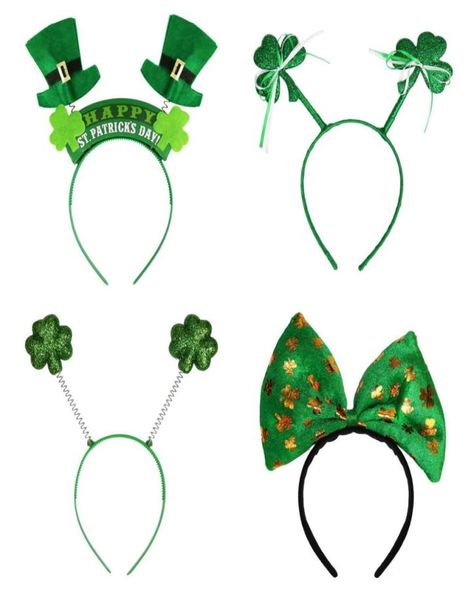 İrlandalı St Patricks Günü Kafa Bandı Yeşil Leprechaun Saç Bandı Tokalı Süslü Elbise Karnaval Noel Aksesuarları Parti Top Hats4985259