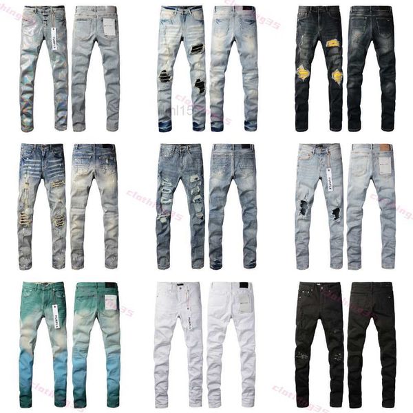 Erkekler Kot Mor Kot Tasarımcı Erkek Kot Mens Retro Patchwork Fired Pantolon Vahşi İstiflenmiş Yırtık Uzun Pantolon Düz Y2K Baggy Menbjgc için soluk soluk