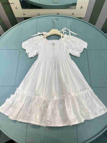 Neuer Babyrock 3D-Muster Design Prinzessin Kleid Größe 90-150 cm Kinder Designer Kleidung rein weiße Sommermädchen Party Dress 24may