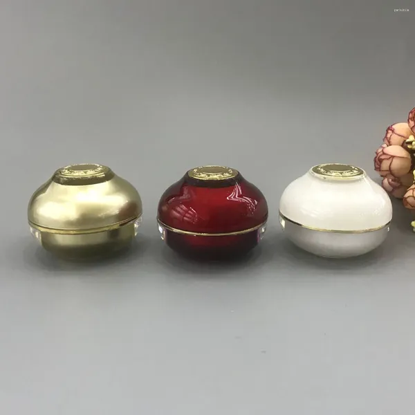 Bottiglie di stoccaggio 10G Pearl White/Red/Gold Bowl Forma Acrilico Verma per occhi/campione/Crema da notte/Crema di giorno/Gel di umidità/Imballaggio cosmetico siero