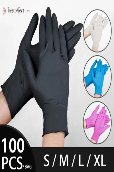 100pcspack tek kullanımlık nitril lateks eldiven özellikleri isteğe bağlı antiskid antiacid eldivenler B sınıfı kauçuk eldiven temizliği eldiveni 3091223