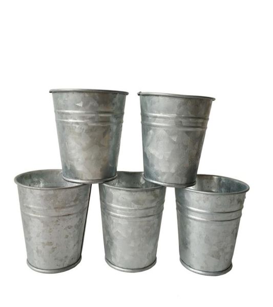 D7xh7cm verzinkte Pflanzer kleine silbrige Kindergarten -Töpfe Mini Sukkulenten Töpfe Blumenkisten Blumenpots SF0483886247