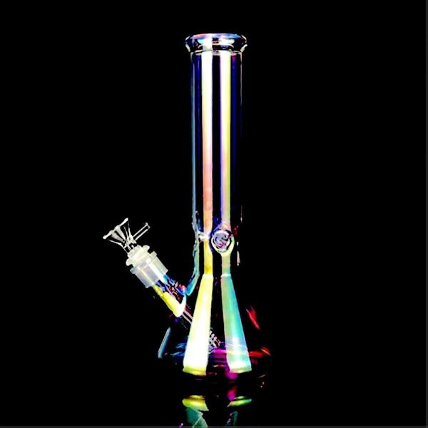 2024 16 inç 40 cm Renkli Cam Su Borusu Beher Bong Nargile Borular Perkolator Tütün Sigara İçme Bubbler Bongs Şişeler Dab Rig Yerel Depo