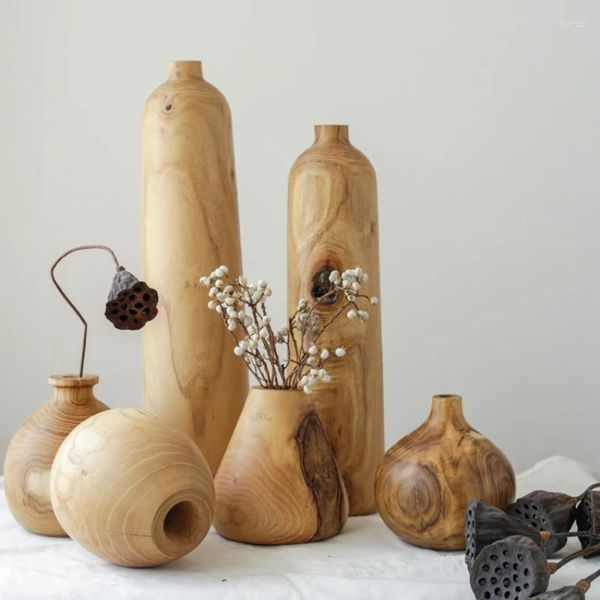 Vasen Holz trockene Blumen Vase Dekoration Japanische Zen Flasche Einfacher Tee Tisch Wohnzimmer Haus Aufenthalt Dekor für