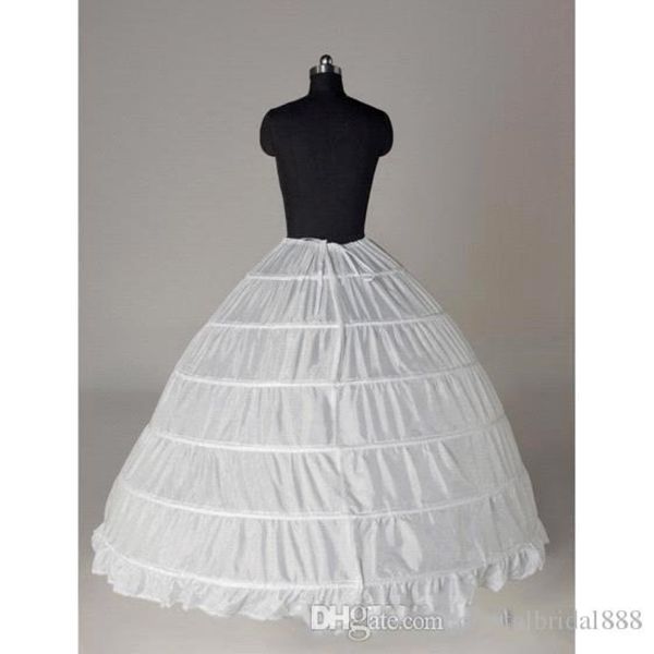 Kostenloser Versand billiger heißer weiß 6 Hoop -Röcke unter Hochzeitskleid Ballkleidern Crinoline Petticoats Braut Hochzeitszubehör Vestido de n 294b