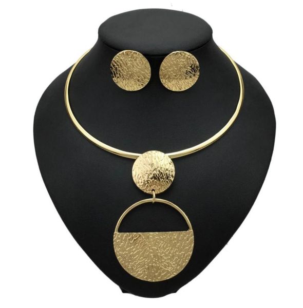 Conjuntos de jóias de moda de metal geométrico punk de ouro para mulheres colares de gargantilhas de colares do conjunto de bijier bijoux9046487