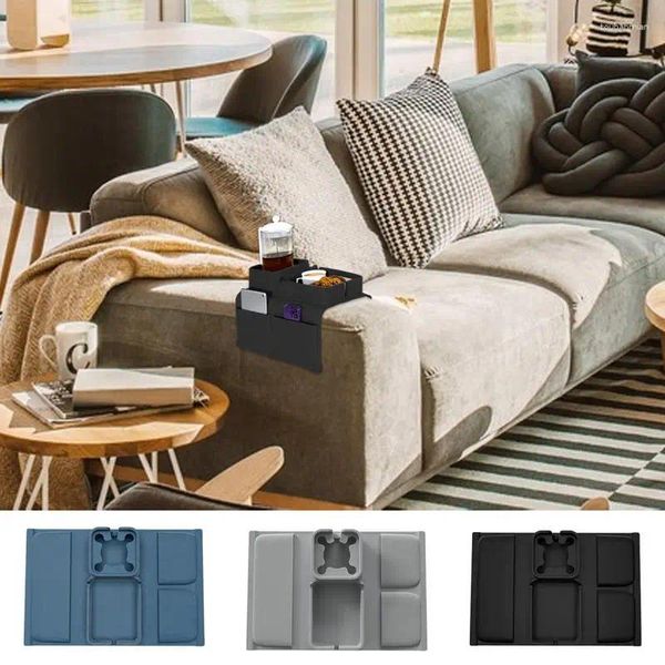 Aufbewahrungstaschen Silikon Couch Arm Tablett Mühelosen Bequemlichkeit Sofa Armlehnen Organizer Tasse Halter Kee-resistentes Rast-Gitter-ähnliches Design