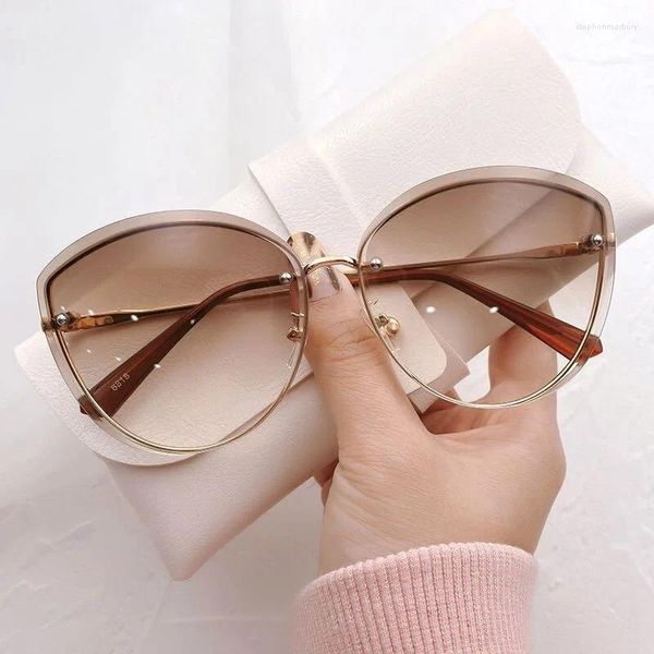 Sonnenbrille Vintage Cat Eye Frame Frauen Designer Mode weibliche Brillen Retro Trendy Sun Shades