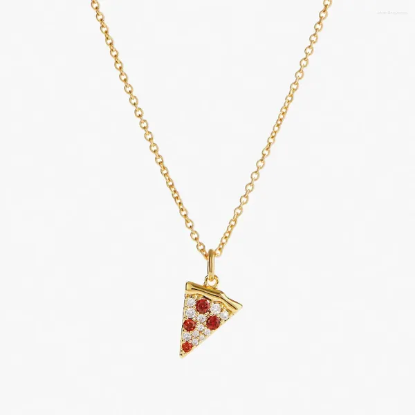 Collane a pendente Collana per pizza vintage intarsiata con un fascino rosso in pietra bianca rossa Friends Regalo