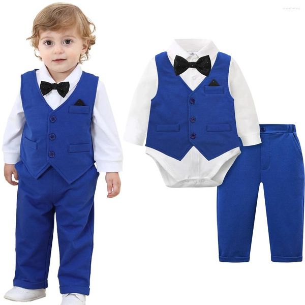 Roupas conjuntos de roupas de bebê terno de bebê criança smoking smoking de casamento infantil Roupas de presente de presente nascida vestido formal ring tourer time de roupa de roupa