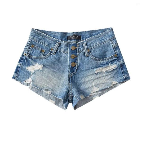 Frauenshorts Sommerkleidung Jean Damen Harajuku High Taille mini Frauen y2k fashion blau Jeans Frau zerrissen verzweifelt