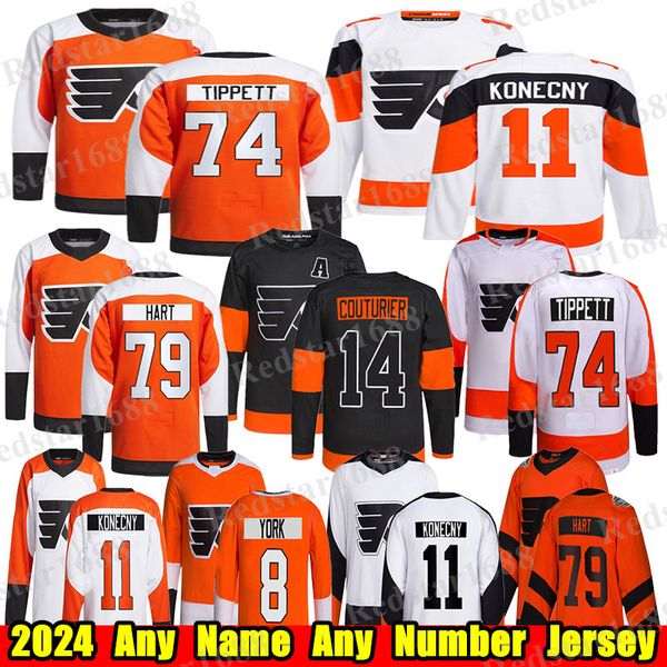 #74 Owen Tippett Philadelphia Hockey Trikot #11 Travis Konecny Sean Couturier Claude Giroux Carter Hart Joel Farabee Eric Lindros Bobby Clarke Flyers Trikots