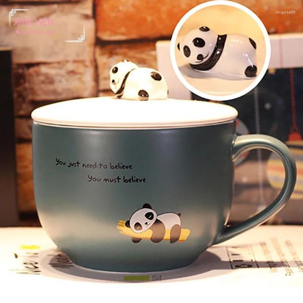 Tazze da 650 ml di cartone animato di grande capacità di grande capacità ceramica panda ceramica tazza di farina d'avena di farina d'avena/office tazza di colazione istantanea noodle