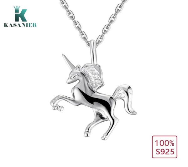 Kasanier 100 925 Sterling Silver Women Necklace Flying Unicorn Figura a sospensione Fashion Gioielli Factory 7488901