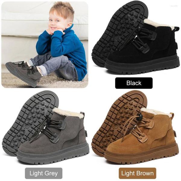 Scarpe per il fitness per bambini scarpe da neve fodeggiate calde senza slittamento inverno piatto a piedi dall'usura resistente al comodo per le ragazze ragazzi