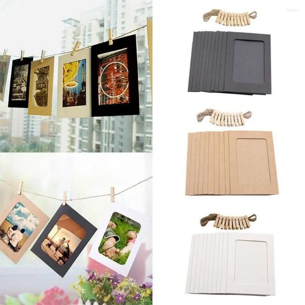 Quadros 10pcs Diy Kraft Picture Picture Durable Craft Combination Frame com clipes Decoração Home POS PRÁTICA POS