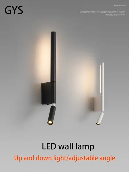 Wandlampe Gys LED Aluminium Lesen helles Nachtschlafzimmer Rampenlicht mit Schalter Verstellbarer Winkel Innenleuchten für El Room