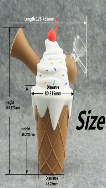 2023 RHS Christmas em borracha Silicone Ice Cream Awer Bong Silicone Tubo com Banger de quartzo com fábrica WHO2334092