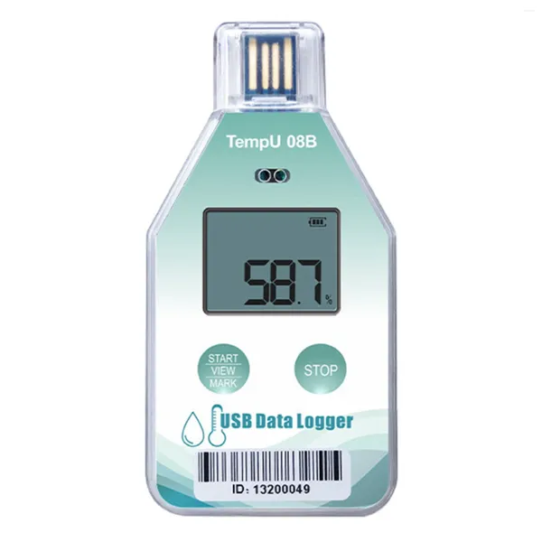 TEMPU08B Dados de temperatura Logger 32000 Capacidade PDF Relatório Suporte Reutilização IP67 Cadeia de frio do gravador