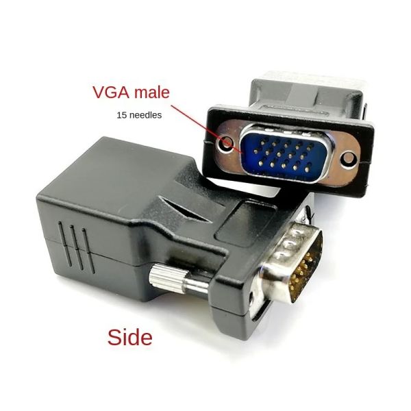 2024 15pin VGA fêmea para RJ-45 Cartão de conector feminino VGA RGB HDB Extender para LAN CAT5 CAT6 RJ45 Adaptador de cabo Ethernet de rede para VGA para VGA