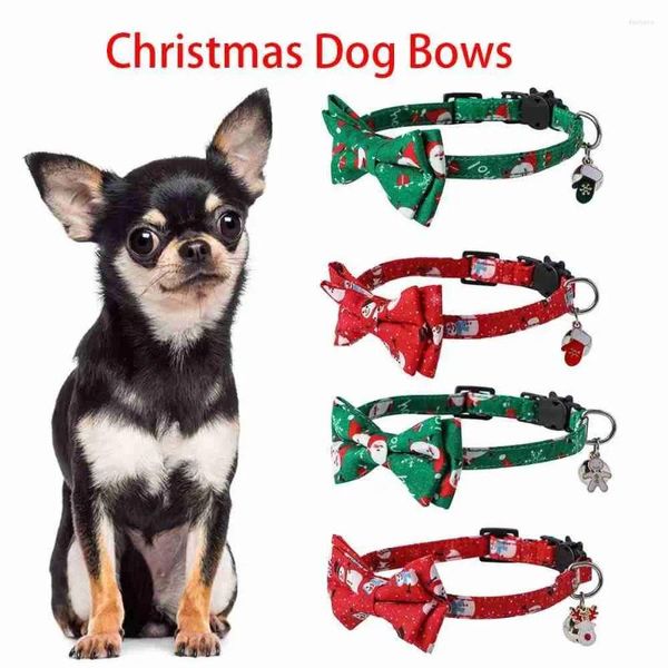 Abbigliamento per cani da 1 pc Collar per animali domestici regolabile a quadri natalizio bowknot gattino gattino con fibbia per fibbia per cavolo